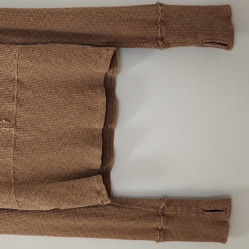 We The Free Ribbed Knit Pullover Half Zip Mock Neck Top Size Large - Picture 15 of 16